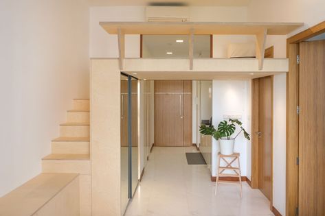 Home Tour: A Minimalist One-Bedroom Condo Maximises Space with a Multipurpose Loft Studio Condo Ideas, Hdb Interior Design, Contemporary Modern Bedroom, Hdb Interior, 1 Bedroom Condo, Condominium Design, Loft Style Apartments, Condo Interior Design, Green Interior Design