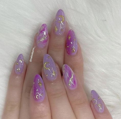 Random Nails, Taylor Swift Nails, Wedding Day Nails, Nails Arts, Moon Nails, Purple Nail Designs, Speak Now, Star Nails, Birthday Nails