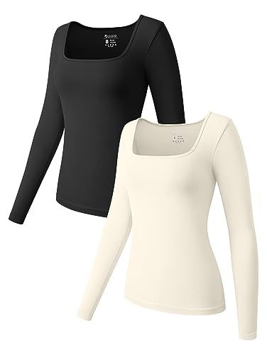 Cute Long Sleeve Tops, Square Neck Long Sleeve, Skiing Outfit, Beige Top, Square Neck Top, Neck Stretches, Rainy Day Outfit, Shirt Long Sleeve, Winter Looks