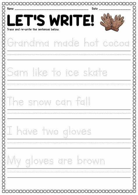 Kindergarten Sentence Writing Worksheets for Winter Writing Sentences Worksheets Free Printable, Winter Worksheets For Preschool, Kindergarten Sentence Writing, Winter Worksheets For Kindergarten, Winter Worksheets For Kids, Winter Sensory Activities, Kindergarten Literacy Activities, Writing Sentences Kindergarten, Sentence Writing Worksheets