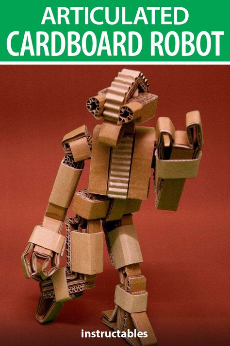 Kurt1 is a fully articulated cardboard robot that can be placed in different poses, can grab things, and move its limbs in an anthropomorphic way.  #Instructables #toy #moving #upcycle #reuse Cardboard Robot Diy, Robot Papercraft, Wooden Robots, Cardboard Sculptures, Paper Robot, Cardboard Robot, Cardboard City, Cardboard Model, Robot Animal