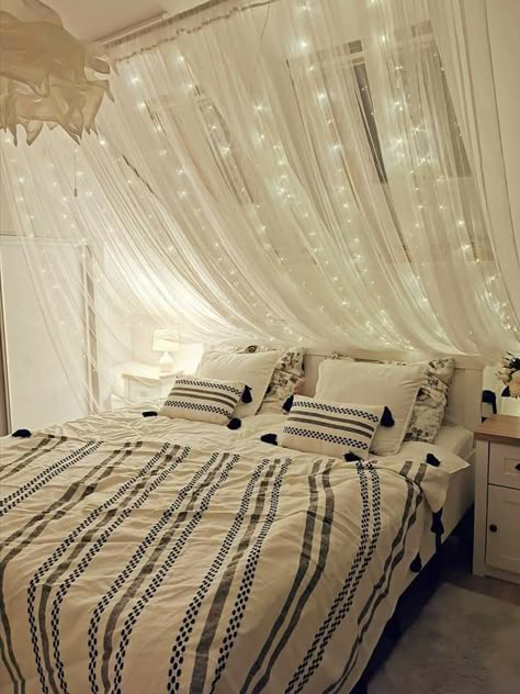 Slanted Ceiling Canopy, Decorate Slanted Ceiling, Tapestry On Slanted Ceiling, Curtain On Slanted Ceiling, Bed Canopy Slanted Ceiling, Curtains On Slanted Ceiling, Triangle Roof Bedroom Ideas, Slanted Walls Bedroom Ideas, Bedroom Slanted Ceiling