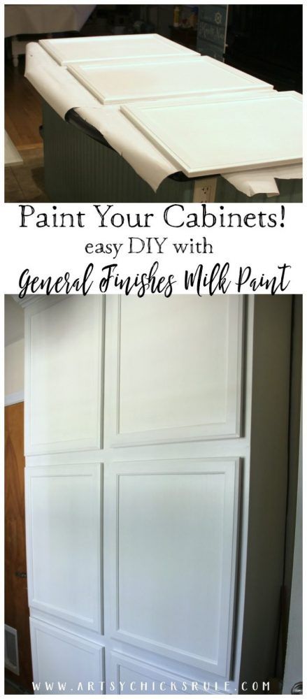 EASY DIY PROJECT! Painted Cabinets with General Finishes Milk Paint - One Room Challenge Week 2 - artsychicksrule.com Milk Paint Cabinets, Kitchy Kitchens, Diy Kids Art Table, Milk Paint Kitchen Cabinets, Best Kitchen Cabinet Paint, Kitchen Cabinets Painted, Milk Paint Colors, Paint Kitchen Cabinets, General Finishes Milk Paint