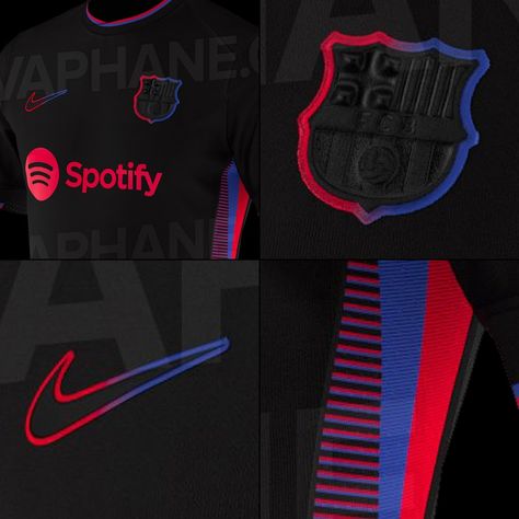 FC Barcelona 24-25 Away Kit Leaked - Footy Headlines Barcelona New Kit 24/25, Barcelona Black Kit, Barcelona Kit, Barca Jersey, Spotify Logo, Barcelona Training, Black And Gold Shirt, Barcelona Shirt, Dls Kits