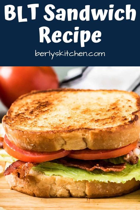 A classic BLT sandwich recipe featuring crunchy bacon, crispy fresh lettuce and juicy ripe tomatoes sandwiched between two slices of buttery toasted bread! #berlyskitchen Perfect Blt Sandwich, Lettuce Tomato Sandwich, Blt Grilled Cheese, Blt Sandwich Recipes, Classic Blt Sandwich, Blt Recipes, Easy Healthy Smoothie Recipes, Fresh Tomato Soup, Bacon Lettuce Tomato