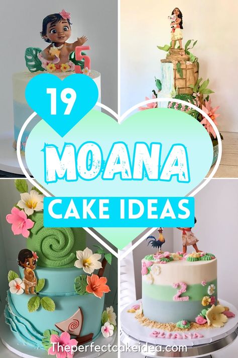 19 Unique Moana Birthday Cake Ideas. - The Perfect Cake Idea Moana Cake And Cupcakes, Moana Inspired Cake, Moana Birthday Party Ideas Cake, Moana Cupcake Ideas, Baby Moana Birthday Party Ideas, Moana Themed Food, Moana Cake Ideas, Beach Cake Ideas, Moana Birthday Cake Ideas