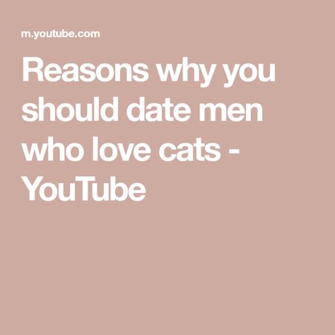 Reasons why you should date men who love cats - YouTube A Guy Who, Cats Meow, The Creator, Instagram