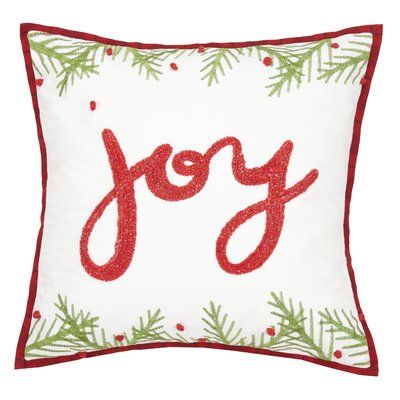 The Holiday Aisle Ferris Christmas Joy Chenille Embroidered Cotton Throw Pillow Holiday Pillow, Embroidered Throw Pillows, Christmas Pillows, Holiday Pillows, Elegant Themes, Throw Pillows Christmas, Pattern Play, Cotton Throw, Cotton Throws