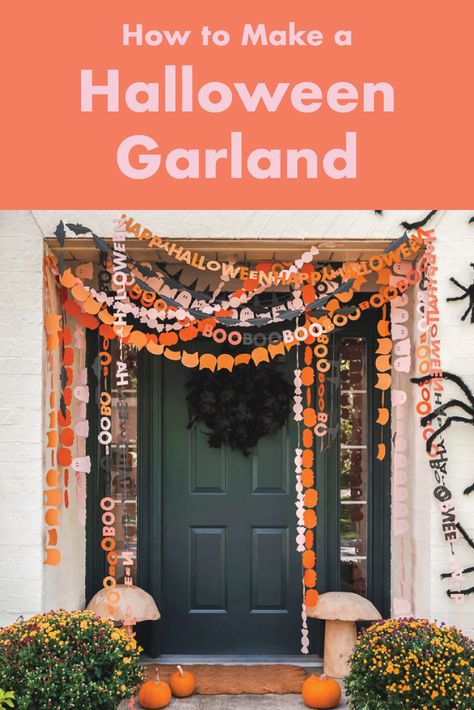 Spooky Decorations, Mantle Garland, Halloween Bunting, Halloween Garland, Rainbow Balloons, Halloween Diy Crafts, Paper Garland, Spooky Decor, Halloween Spirit