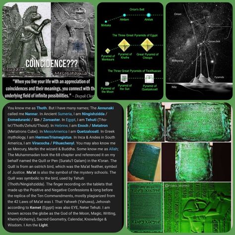 Thoth Emerald Tablets, The Emerald Tablets Of Thoth, Emerald Tablets Of Thoth Quotes, The Emerald Tablet, Emerald Tablets Of Thoth, The Pyramids Of Giza, Kemetic Spirituality, Twin Flame Art, Feathered Serpent