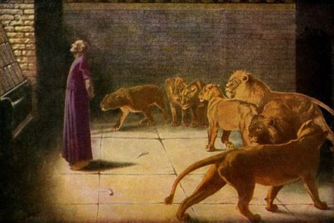 Daniel In The Lions Den, Daniel In The Lion's Den, Daniel And The Lions, Mexican Artwork, Henry Cloud, Bible Artwork, Lions Den, Lion Artwork, Religious Artwork