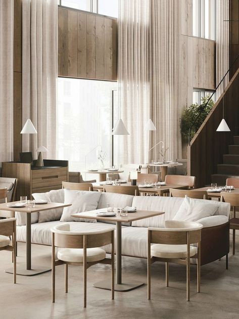 Hotel Lobby Lounge, Communal Space, Restaurant Design Inspiration, Hotel Buffet, Nordic Interior Design, Soft Minimalism, Lobby Lounge, Lobby Interior, 3d Image