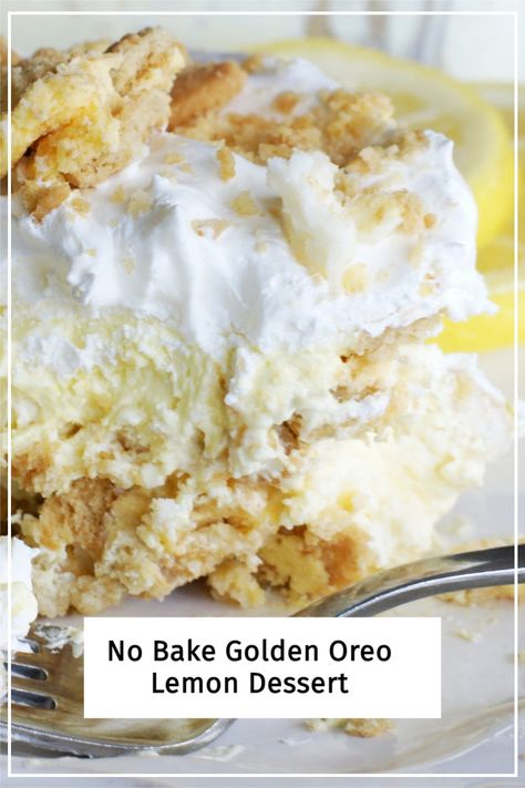 No Bake Lemon Dessert Recipes, Lemon Oreo Recipes Desserts, Lemon Lasagna Dessert, Yum Yum Dessert, Lemon Oreo Recipes, Golden Oreo Crust, Lemon Oreo, Lemon Delight Recipe, Lemon Oreo Cookie Dessert