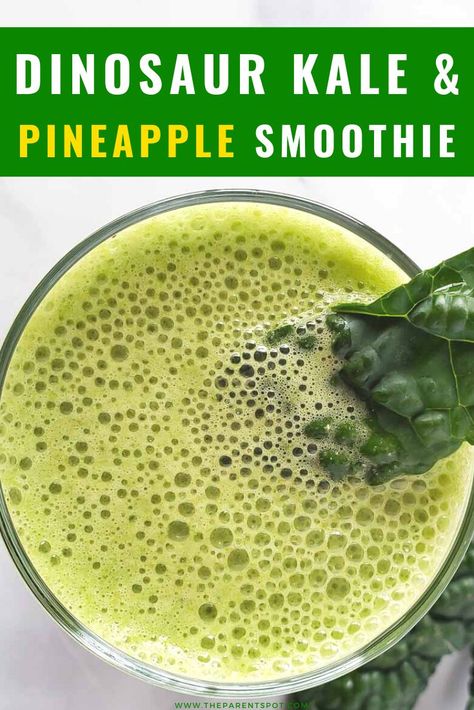 Lacinato Kale, Dinosaur Kale, Med Diet, Healthy Fiber, Kale Smoothie, Vegan Drinks, Kale Recipes, Pineapple Smoothie, Smoothie Recipes Healthy