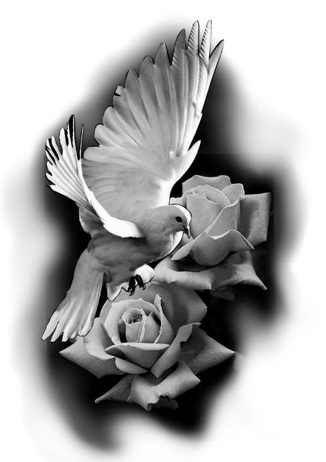 Rose And Dove Tattoo Design, Dove And Roses Tattoo, Dove Roses Tattoo, Dove And Rose Tattoo, Tattoo Dove, Shen Long Tattoo, Memorial Tattoo Ideas, Dove Tattoo Design, Dove Tattoos