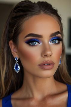 Royal Blue Dress Makeup Ideas, Navy Blue Makeup, Makeup Looks Prom, Asian Makeup Tutorials, Dead Makeup, Blue Makeup Looks, Prom Makeup Looks, Hair Mistakes, Colorful Eye Makeup