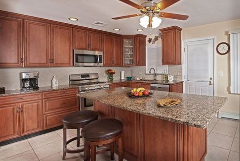 Kitchen Cabinets With Brown Granite, Cabinets With Brown Granite, Kitchen Island Size, Remodeled Kitchens, Average Kitchen, Blanco Sinks, Kitchen Arrangement, Austin House, Kitchen Cost