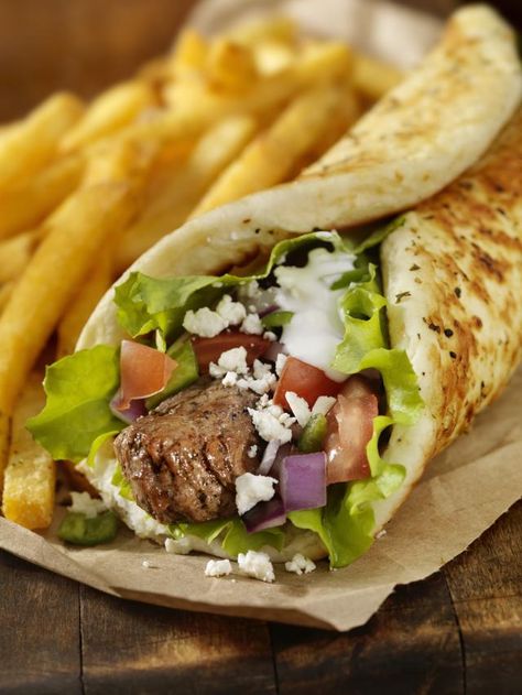 This great lamb recipe makes a fantastic pita sandwich. Keep your kebabs the width of your pita so you can slide the skewer off into your sandwich. Kebab Wrap, Lamb Kabobs, Dessert Restaurant, Pita Wrap, Lamb Kebabs, Leftover Pork, Doner Kebab, Lamb Meatballs, Kebab Recipes