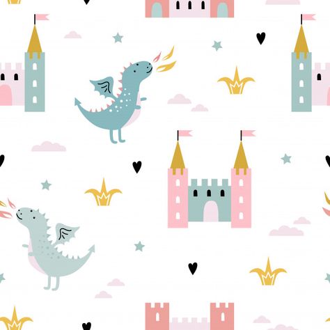 Dragon C, Dragon Castle, Cute Black Kitten, Cat Nursery, Princess Illustration, Unicorn Illustration, Nursery Poster, Unicorn Art, Cute Poster