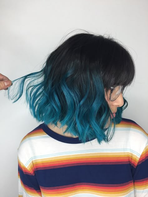 Teal Balayage Ombré done at Xcellent Beauty Salon in NY. Teal Balayage, Blue And Green Hair, Teal Ombre Hair, Blue Ombre Hair, Balayage Ombré, Teal Hair, Ombre Hair Color, Dye My Hair, Hair Color Dark