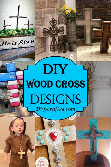 25 DIY Wood Cross Ideas And Designs - DIYS Craftsy Cross Ornaments Diy Christmas Crafts, Crosses For Wall Decor, Wooden Crosses Diy Rustic, Homemade Crosses Diy, Crosses For Graves, Painting Wooden Crosses Ideas, Cross Ideas Wooden, Diy Wooden Cross Wall Art, Rustic Wood Cross Diy