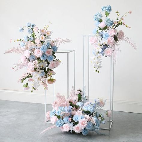 Pink Floral Arch Decor for Wedding Table Centerpiece Blue - Etsy Australia Blue And Pink Floral Arrangements, Pink And Blue Flower Arrangements, Arch For Party, Pink Floral Arch, Flower Archway, Babyshower Decor, Blue Flower Arrangements, Pink Flower Arrangements, Flower Backdrop Wedding