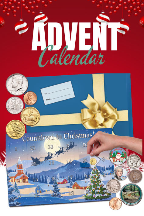 2024 Advent Calendar for Coin Collectors – Countdown to Christmas with 24 unique coins! 🎁 Perfect gift idea for history lovers and collectors, this exclusive advent calendar features handpicked coins behind every door. Make the holidays memorable with a fun and educational way to collect coins. Great for kids and adults! Start a new holiday tradition today! #AdventCalendar #CoinCollecting #ChristmasGifts #HolidayGiftIdeas #CollectorsGift #LittletonCoinCompany #CoinLovers #UniqueGiftIdeas Advent Calendars For Kids, Countdown To Christmas, Unique Christmas Gifts, Christmas Countdown, Coin Collecting, Advent Calendar, Advent, Thoughtful Gifts, Gifts For Him