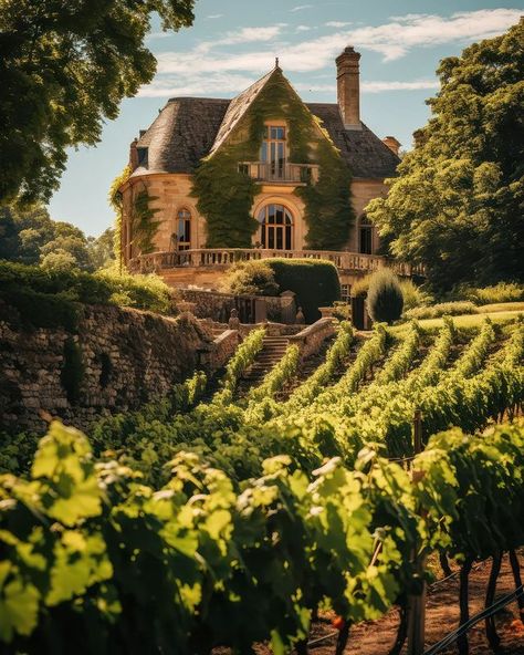 Gracecore Aesthetic, Vineyard Mansion, Winery Aesthetics, Winery House, French Winery, Old Style House, Classic Mansion, Mansion Exterior, Italian Village