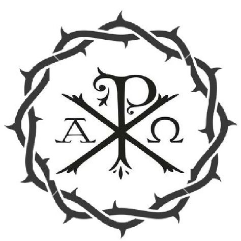 If i ever got a tattoo i would get this Chi Rho symbol. I made this with the crown of thorns around i think it looks great! Chi Rho Tattoo, Catholic Tattoos, Monogram Tattoo, Catholic Symbols, Bible Verse Tattoos, Chi Rho, Lion Head Tattoos, Religious Tattoos, Geniale Tattoos