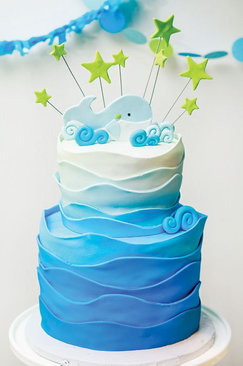 Eco Friendly (& Adorable!) Whale Themed Baby Shower Birthday Cake Baby Boy, Cake Baby Boy, Whale Cakes, Ocean Cakes, Pirate Ships, Sea Cakes, Gateaux Cake, Baby Cakes, Nautical Baby Shower