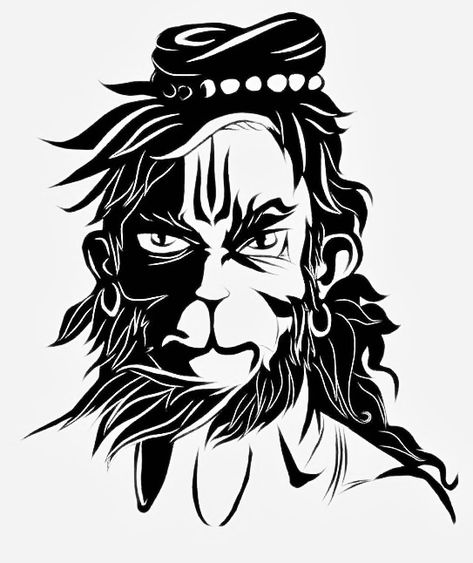 Hanuman Ji Sticker, Hanuman Band Tattoo, Hanuman Black And White, Hanuman Ji Tattoo Design, Hanuman Tattoo Design, Cross With Wings Tattoo, Hd Tattoos, Hanuman Tattoo, Jay Hanuman