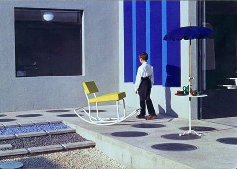 Jacques Tati: Mon Oncle 1958 Almodovar Interiors, Jaques Tati, Jacques Tati, Foreign Film, Film Inspiration, Movie Sets, Film Set, Stage Design, Film Stills