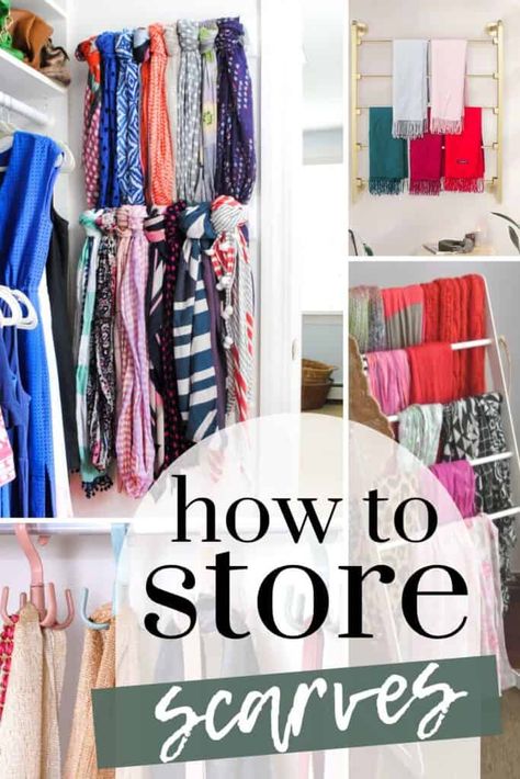 Maximize your wardrobe space with these clever ideas. From scarf hangers to DIY organizers, find the perfect solutions to keep your scarves tidy and accessible. Explore now and add a touch of organization to your closet! How To Organize Scarves In Closet, Hijab Storage Ideas Scarf Organization, Winter Scarf Storage, Diy Scarf Hanger, Walk In Robe Ideas, How To Fold Scarf, How To Store Scarves, Diy Organizers, Narrow Closet