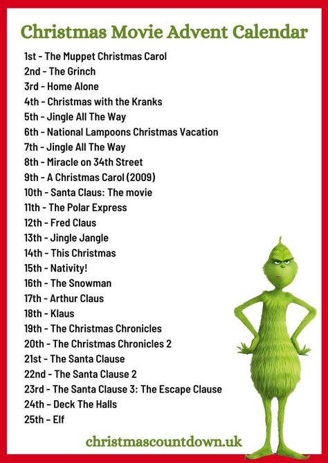 Christmas Movie Advent Calendar Cute Christmas Advent Calendar, Christmas Movie Every Day Of December, Christmas Movies To Watch Every Day Of December, Christmas Film Advent Calendar, Christmas Movies Advent Calendar, Christmas Movies Calendar, Christmas Movie Calendar 2023, Christmas Decoration List, Christmas With List Ideas