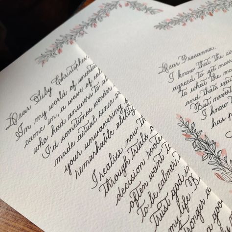 Hand written wedding vows 💕📜 A pure blessing to be a part of these special moments, knowing the couple can cherish them much later on in life. 💖🌟 #weddingvows #weddingvowrenewal #weddingvow #handwrittenvow #handwrittenvows #handwritten #calligraphyartist #monoline #monolinelettering #monolinecalligraphy ( Wedding vows, wedding gifts, anniversary gifts, handwritten vows, gifting solution, gift shop, calligraphy, calligraphy artist, Kolkata, wedding events, on site events, onsite calligraph... Handwritten Vows, Kolkata Wedding, Vows Wedding, Calligraphy Artist, Wedding Vows Renewal, Gifts Anniversary, Hand Written, Wedding Vows, Special Moments