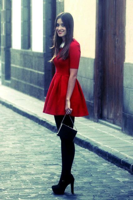 Christmas Outfit Women Holiday, Cute Red Dresses, Holiday Outfits Women, Christmas Outfits Women, Little Red Dress, Red Dress Outfit, Looks Style, Outfits Casuales, Holiday Outfits