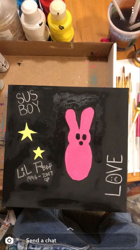 Lil Peep Room Ideas, Lil Peep Doodles, Lil Peep Painting, Lil Peep Poster Room, Lil Peep Memorial, Hippie Painting, Painted Dresser, Diy Room Decor, Diy Canvas