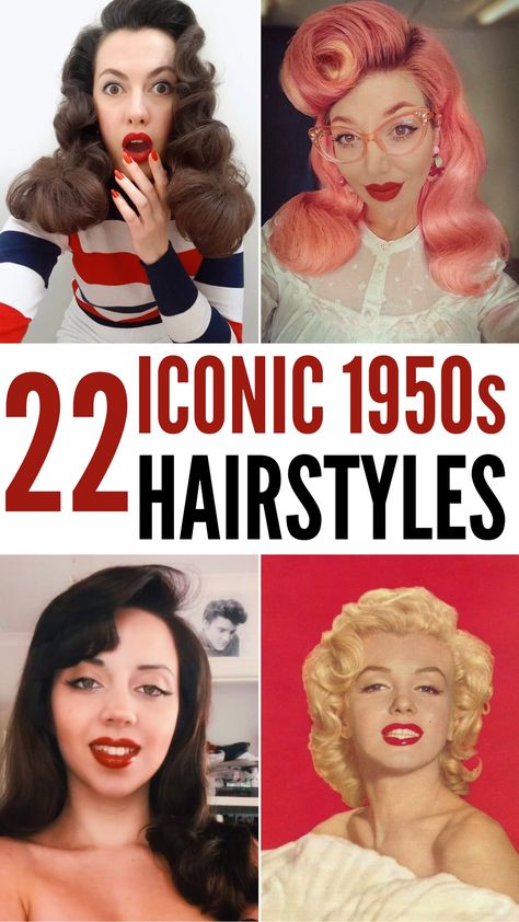 The 1950s was a decade of glamour, elegance, and unforgettable style, where hairstyles became iconic representations of beauty and personality. From voluminous bouffants to sleek Hollywood waves, the hairstyles of the 50s. In this article, 22 50s Hairstyles Ideas, we’re diving into some of the most beloved hairstyles of the decade, each with step-by-step insights to help you recreate these vintage looks. Classic Vintage Hairstyles, 1950s Hollywood Hair, Rockabilly Hair Medium Length, 50s Prom Hairstyles, 50s Glam Hairstyles, 50s Updos For Long Hair, Late 1950s Hairstyles, Long Hair 50s Style, Easy Pinup Hairstyles Long Hair