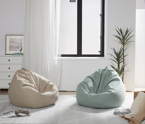 Room Ideas With Bean Bags, Rooms With Bean Bags, Bean Bag In Bedroom Ideas, Bean Bags In Bedroom, Cute Beanbag Chairs, Comfy Bean Bag Chairs, Bedroom Bean Bag Ideas, Bean Bag Living Room Small Spaces, Bean Bags Aesthetic