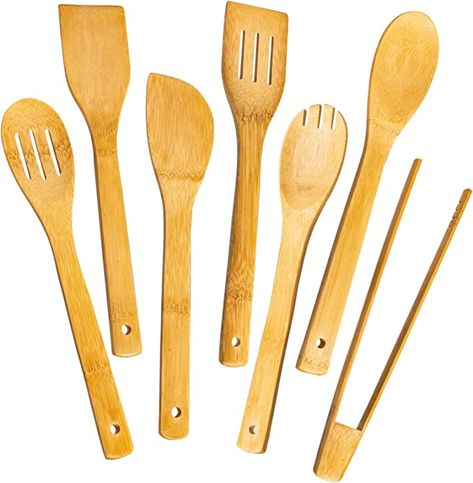 Bamboo Cooking Utensils, Bamboo Kitchen Utensils, Kitchen Tongs, Ultralight Camping, Bamboo Kitchen, Bamboo Utensils, Cooking Spatula, Bamboo Construction, Wood Utensils