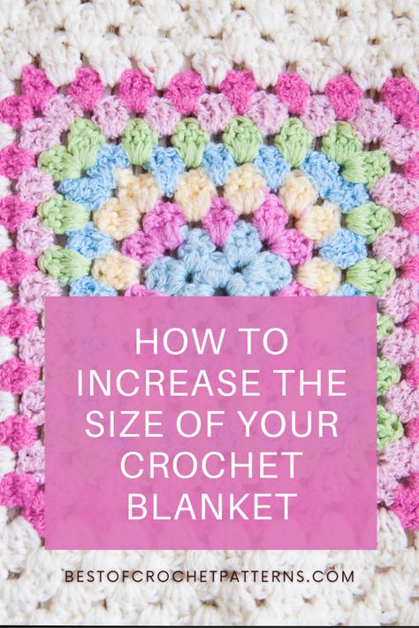 Learn how to make your crochet blanket bigger with our step-by-step guide. This blog covers everything from adjusting granny square sizes to adding elegant borders, ensuring your project perfectly fits your needs. Click to learn more! Granny Square Blanket Different Sizes, Granny Square Blanket Different Size Squares, Different Sized Granny Square Blanket, How To Add Width To Crochet Blanket, Granny Square Blanket Size, Crochet Blanket Sizes, Crochet Blanket Border, Crochet Queen, Crochet Classes