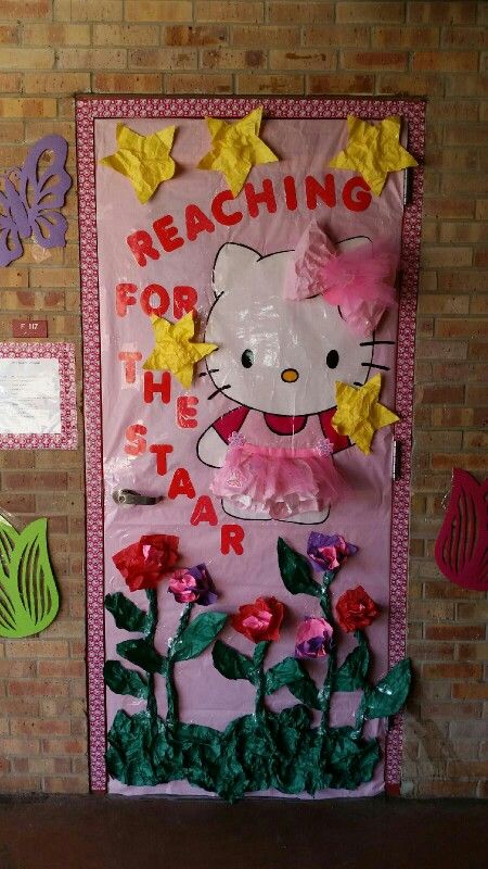 Hello Kitty Staar Testing decor 4th grade by Johanna Nuno 2015 Hello Kitty Classroom Ideas, Hello Kitty Classroom Decorations, Sanrio Classroom Theme, Hello Kitty Bulletin Board, Sanrio Classroom, Hello Kitty Classroom, Y2k Classroom, Teacher Rp, Hello Kitty Wall Decor