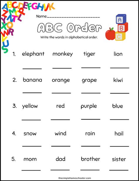 If your little learner has mastered all the letters of the alphabet, then it might be time to learn how to put those letters in the proper alphabetical order. Alphabetical Order Worksheets Grade 2, Alphabet Revision Worksheets, The Alphabet, Alphabet Lettering, Alphabetical Order Worksheets, Abc Order Worksheet, Alphabet Handwriting Practice, Kids Handwriting Practice, Printable Alphabet Worksheets