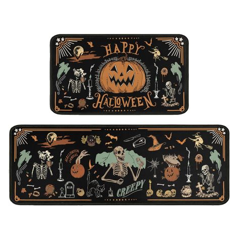 PRICES MAY VARY. 【💀Anti Fatigue Mat】0.3 inch standing mats makes provide ample support for your foot and knees over long periods of standing, which help improve circulation and relieve pressure on your feet,knees, lower back,and joints. Keeps your comfort when you are lasting working. 【💀Halloween Pumpkin Kitchen Rugs】Kitchen Rug SET of 2：1 pcs kitchen runner rug 17"x47",1 pcs rectangular floor mat 17"x30",Funny halloween black cat and pumpkin boo ghost spider web witch bat pattern，goth style d Bigfoot Drawing, Kitchen Halloween, Pumpkin Kitchen, Goth Kitchen, Kitchen Floor Mats, Spooky Kitchen, Skeleton Ghost, Halloween Kitchen Decor, Scary Halloween Pumpkins