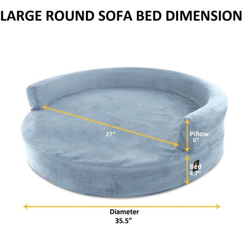 Kopeks Deluxe Orthopedic Memory Foam Round Sofa Dog Bed, X-Large, 50"x6"x50", Gray - Walmart.com - Walmart.com Sofa Bed Dimensions, Bed For Dogs, Grey Sofa Bed, Dog Bed Mat, Foam Sofa, Bolster Dog Bed, Dog Sofa Bed, Sofa Lounge, Round Sofa