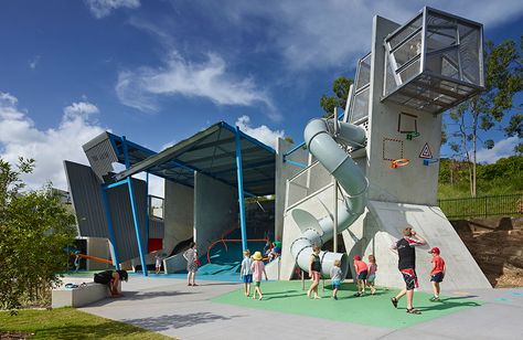 Frew Park Arena Play Structure by Guymer Bailey Architects Playgrounds Architecture, Cool Playgrounds, Playground Landscaping, Urban Playground, Urban Design Architecture, Sport Park, Children Park, Playground Design, Landscape And Urbanism