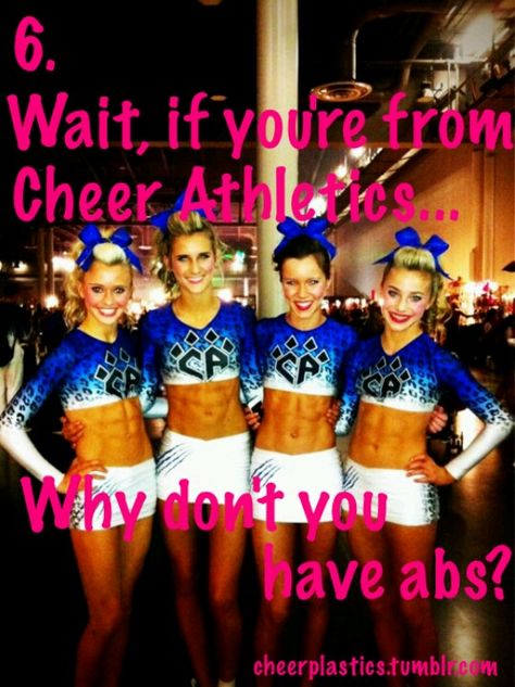 Oh my god, you can't just ask people why they don't have abs. Cheer Athletics Abs, Cheer Abs, Cheer Athletics Cheetahs, Peyton Mabry, Best Bodies, Cheer Athletics, Cheer Picture Poses, All Star Cheer, Competitive Cheer