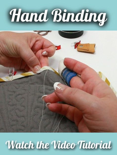 Hand Binding a Quilt - Sew Much Moore Hand Sewn Quilt Binding, Beginner Hand Quilting, Binding Tips, Binding A Quilt, Hand Binding, Quilt Binding Tutorial, Quilting Squares, Hand Quilting Patterns, Stitch Binding