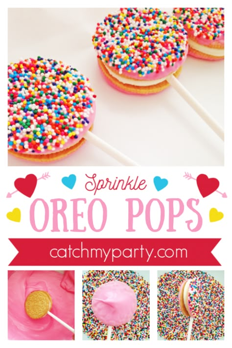 Oreo Cake Pops, Donut Themed Birthday Party, Girl Valentines, Valentines Day Ideas, Oreo Flavors, Sprinkle Party, Donut Birthday Parties, Sprinkle Baby Shower, Oreo Pops