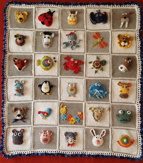 Crochet Baby Blanket Animals, Grey And White Crochet Blanket, Crochet Zoo Animals, Animal Crochet Blanket, Animal Blanket Crochet, Crochet Animal Blanket, Crochet Blanket Animals, White Crochet Blanket, Crochet Bedspread Pattern